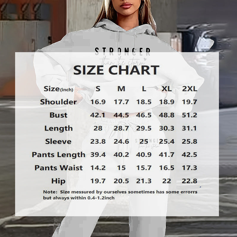 Women's Solid 2-Piece Set Letter Print Hoodie Jogger Pants Casual Tracksuit